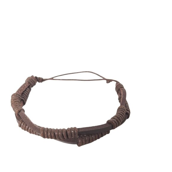 Boho Brown Braided Genuine Leather Wrap Bracelet - Picture 1 of 5